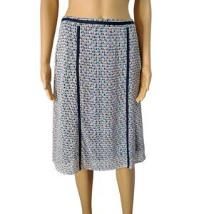Blue Micro Boxes Graphic Designs A Line Midi Lined Skirt by Downeast Size S